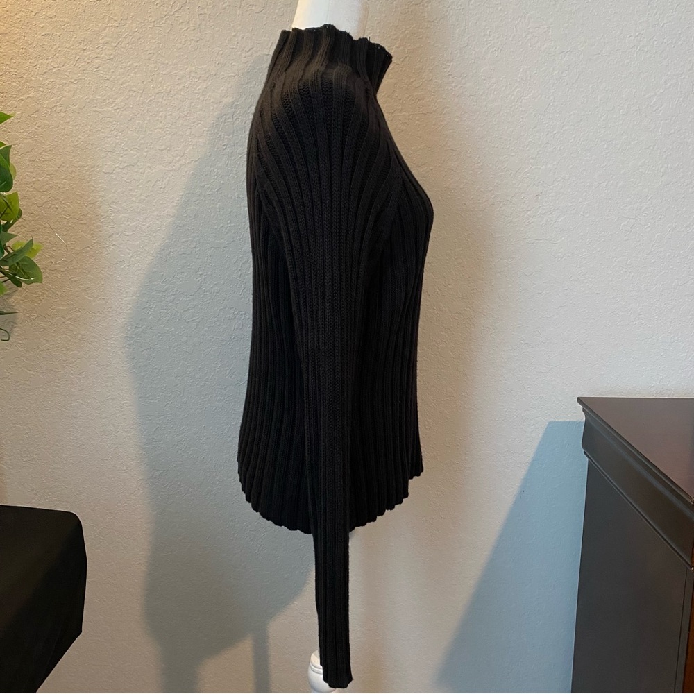 Black Ribbed Knit mock neck Sweater Herman Geist XL - Picture 2 of 4